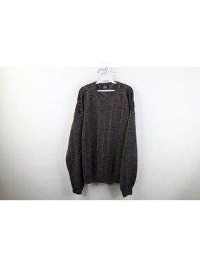 Vintage 90s Streetwear Mens Size XL Checkered Ribbed Knit Crewneck Sweater USA